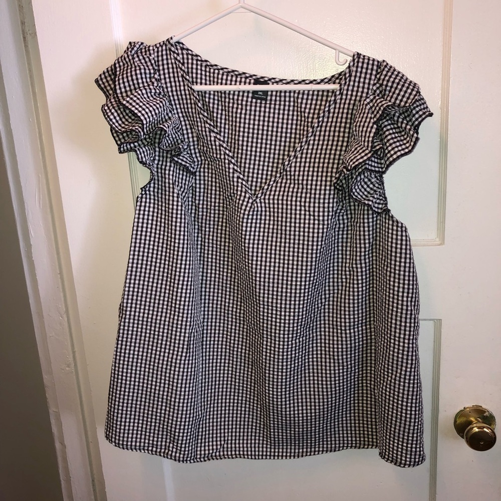 Shein Curve Black and White Gingham blouse- 3xl - new - summer blouse